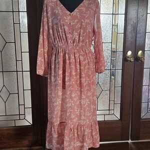 Diy Coral/pink Floral Maxi Dress